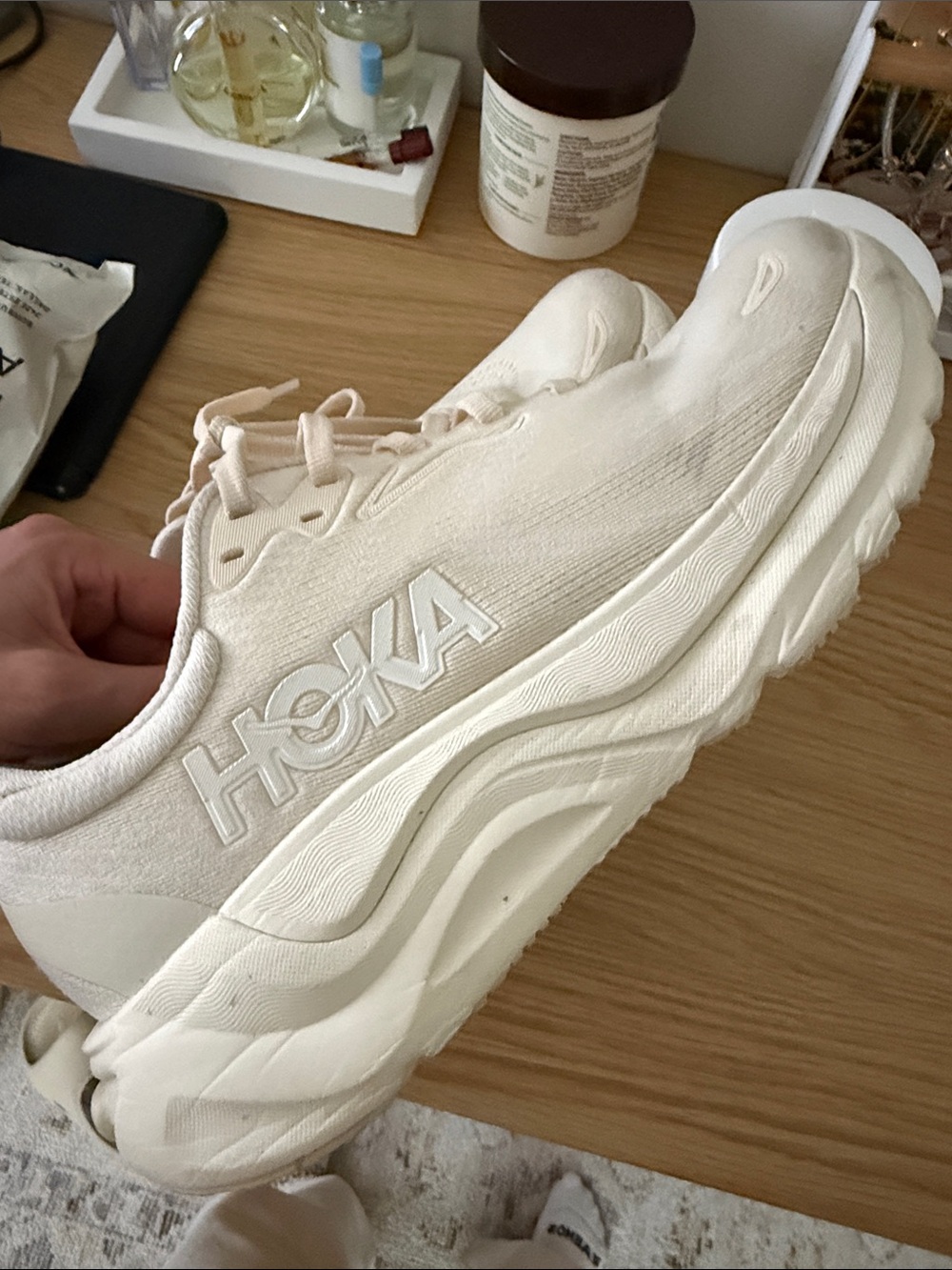 Hoka Women's Cream/Off-White Chunky Cushion Sneaker